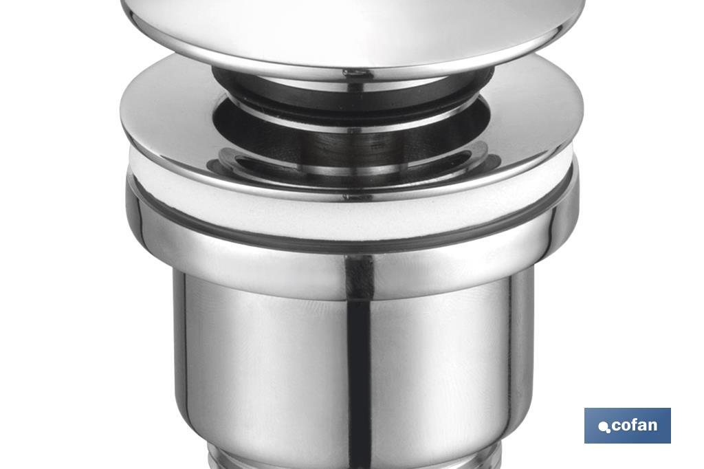 Válvula Click-Clack | Fabricada em latão Cromado | Rosca 1" 1/4 | Inclui Tampa Grande de Ø63 mm - Cofan