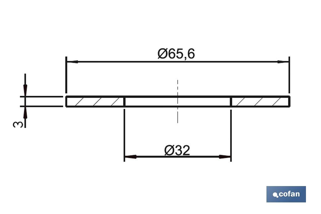 Borracha | Medidas: Ø32 x Ø65,6 x 3 mm | Para descarga tipo Victoria | Tanque baixo - Cofan