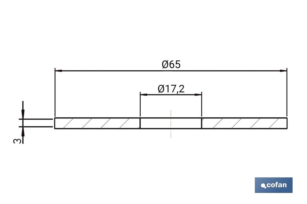 Goma | Ø17,2 x Ø65 x 3 mm | Para Cierre del Descargador | Tubo Estrecho - Cofan