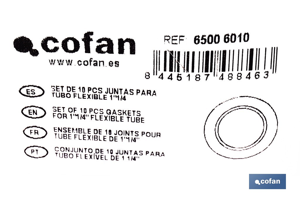 Set de 10 juntas tóricas de goma para desagüe | Sellado hermético | Disponible en diferentes medidas - Cofan