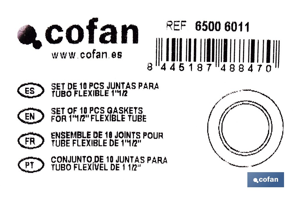 Set de 10 juntas tóricas de goma para desagüe | Sellado hermético | Disponible en diferentes medidas - Cofan