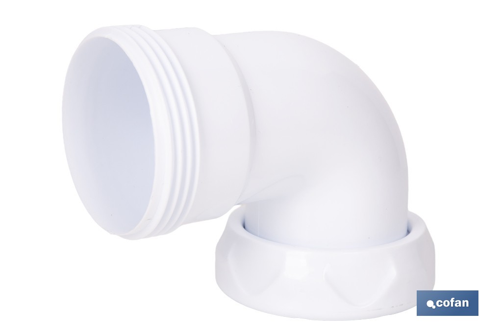 Codo rosca 1 1/2" con valona y tuerca loca | Adecuado para lavabos y fregaderos | Compatible con sifones estándar 1 1/2" - Cofan