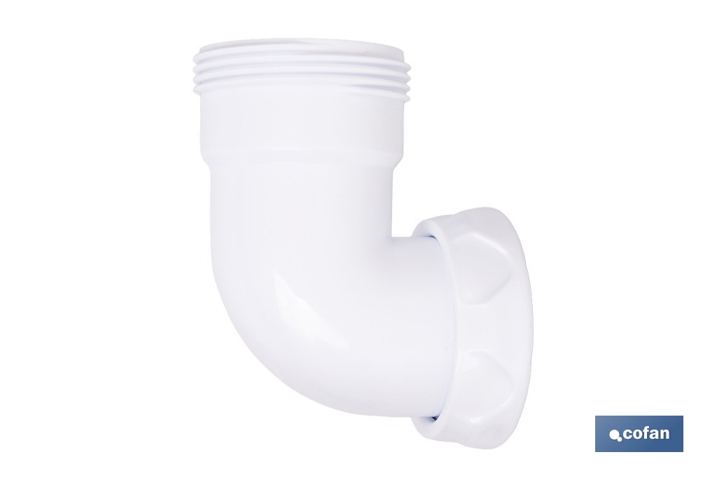 Codo rosca 1 1/2" con valona y tuerca loca | Adecuado para lavabos y fregaderos | Compatible con sifones estándar 1 1/2" - Cofan