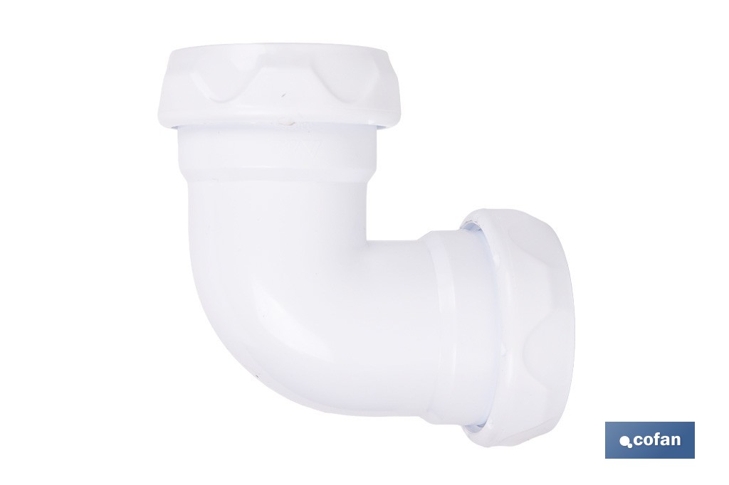 Codo con doble entrada roscada 1 1/2" | Incluye junta reductora cónica | Compatible con tuberías de Ø32 y Ø40 mm | Adecuado para lavabos y fregaderos - Cofan