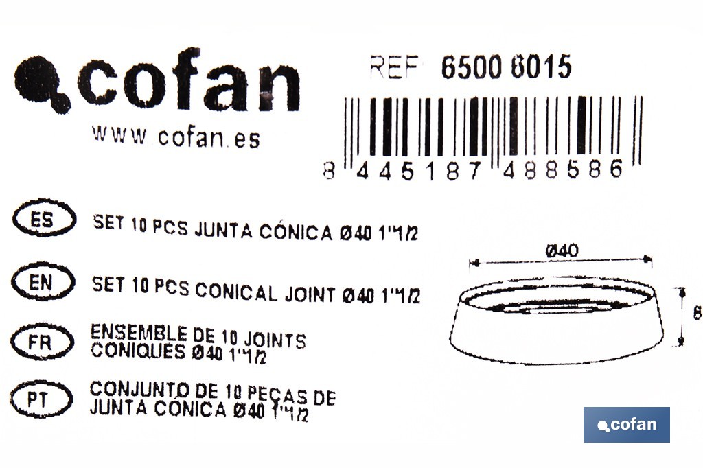 Set de 10 juntas tóricas cónicas para sifones | Sellado hermético | Disponible en diferentes medidas - Cofan