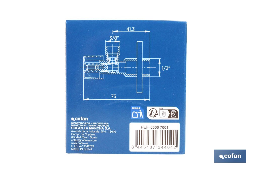 Set of 2 Angle Valves | Brass CW617N | 1/4 Turn Angle Valve - Cofan