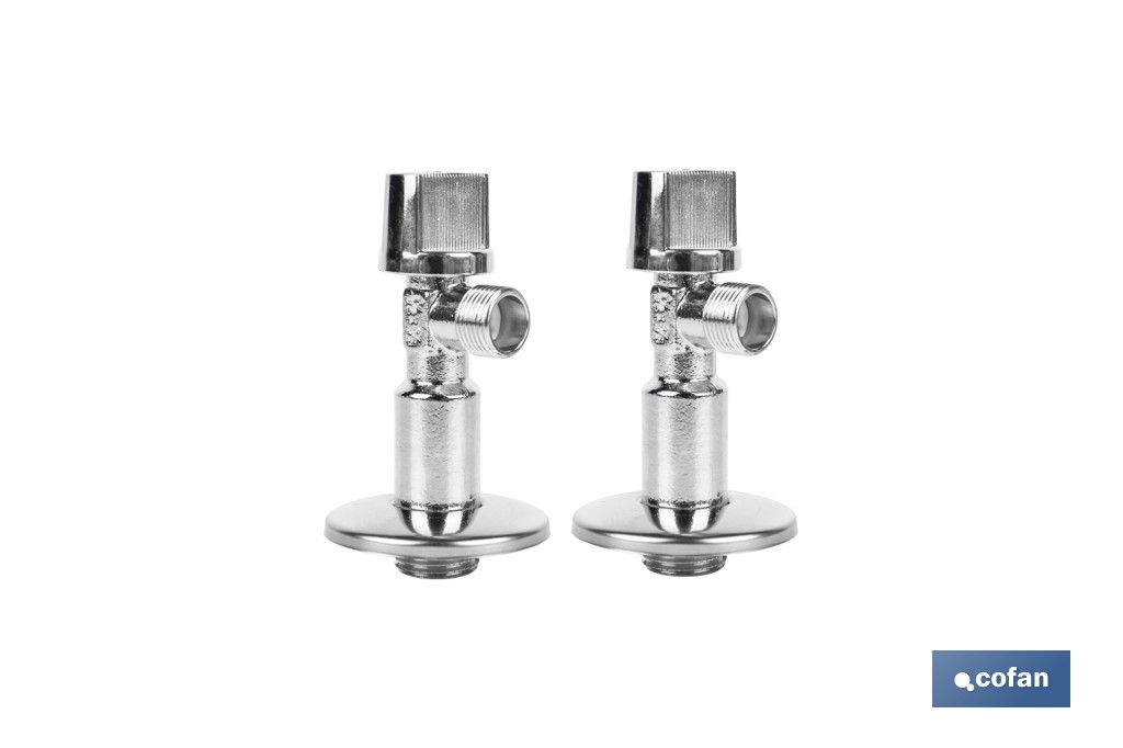 Set of 2 Angle Valves | Brass CW617N | 1/4 Turn Angle Valve - Cofan