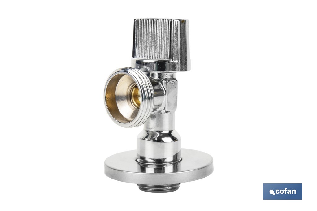 Válvula de Esquadria para máquina de lavar| Medidas: 1/2" x 3/4" | Fabricada em Latão CV617N | Fecho e Abertura 1/4 de Volta - Cofan