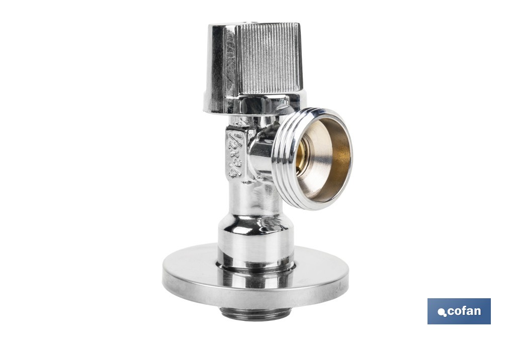 Válvula de Esquadria para máquina de lavar| Medidas: 1/2" x 3/4" | Fabricada em Latão CV617N | Fecho e Abertura 1/4 de Volta - Cofan