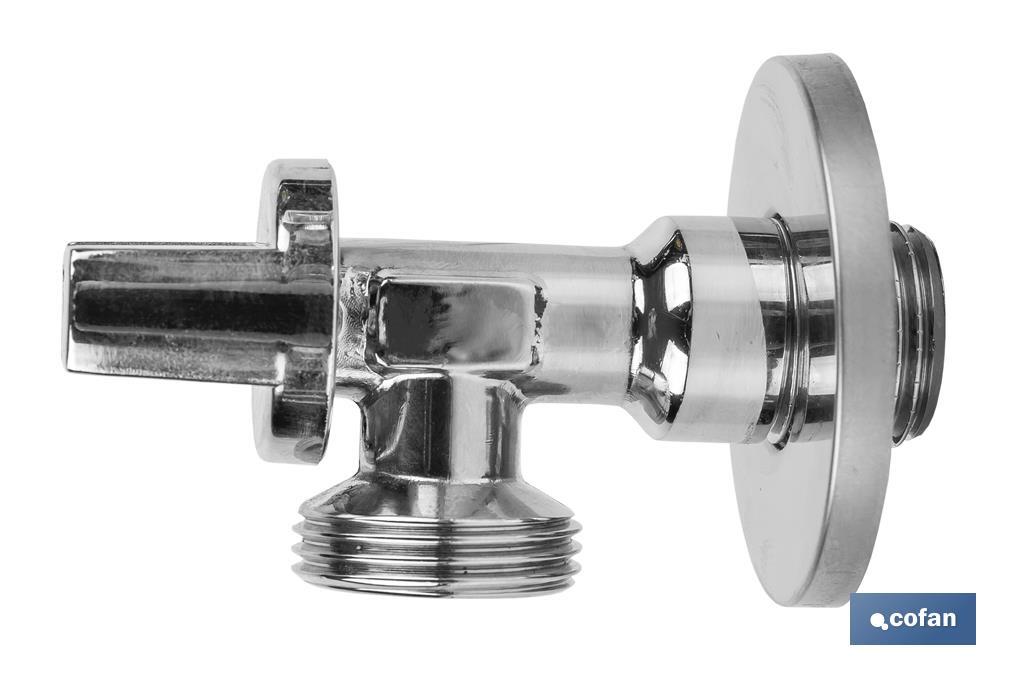 Valve d'Équerre pour Lave-linge | Dimensions : 1/2" x 3/4" | Fabriquée en Laiton CV617N | Fermeture et Ouverture 1/4 de Tour - Cofan