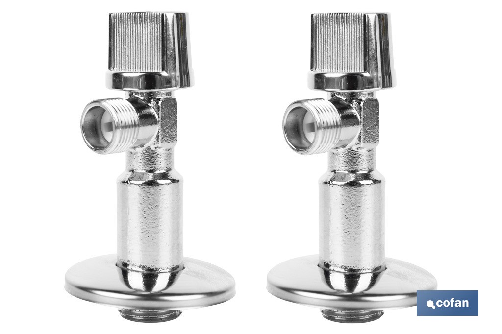 Set of 2 Angle Valves | Brass CW617N | 1/4 Turn Angle Valve - Cofan