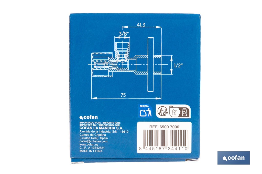 Set of 2 Angle Valves | Brass CW617N | 1/4 Turn Angle Valve - Cofan