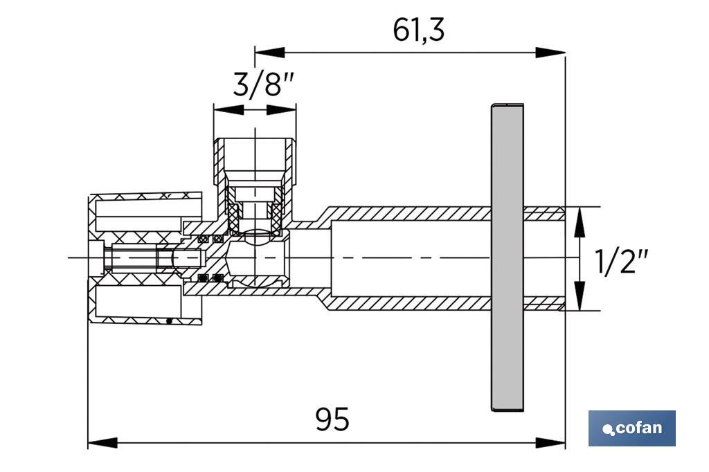 Set of 2 Angle Valves | Size: 1/2" x 3/8" | 1/4 Turn Angle Valve | Brass CW617N - Cofan