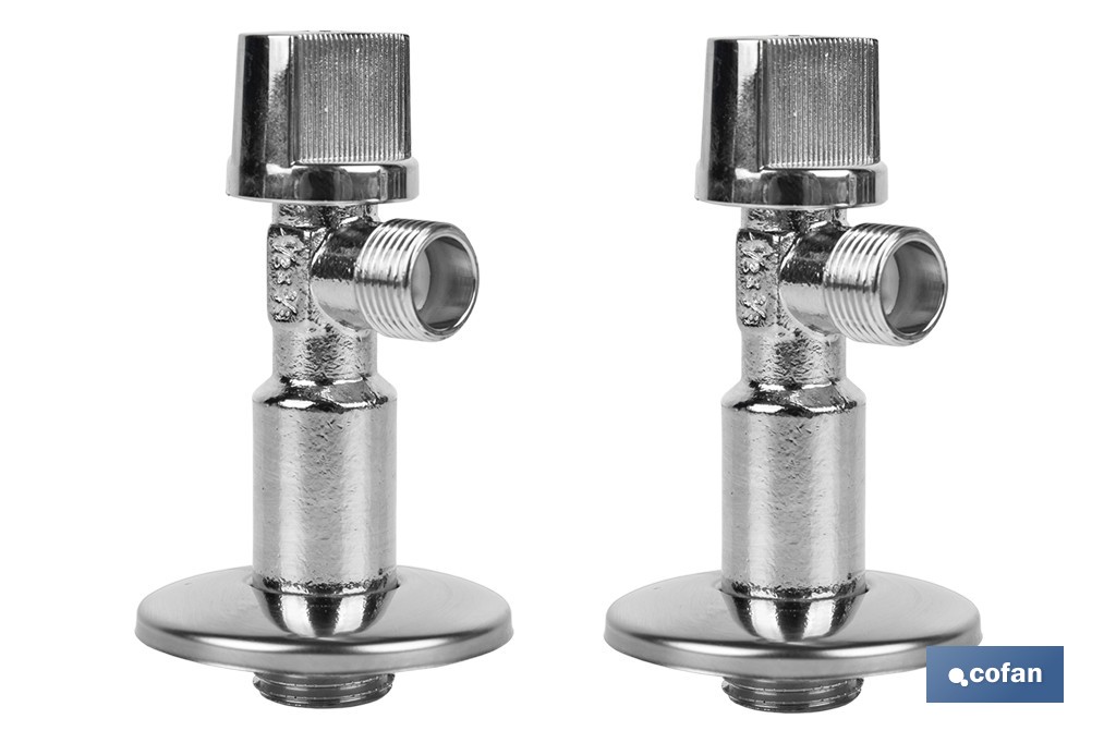 Kit de 2 Válvulas de Esquadria | Medidas: 1/2" x 3/8" Fecho e Abertura 1/4 de Volta | Fabricadas em Latão CW617N - Cofan