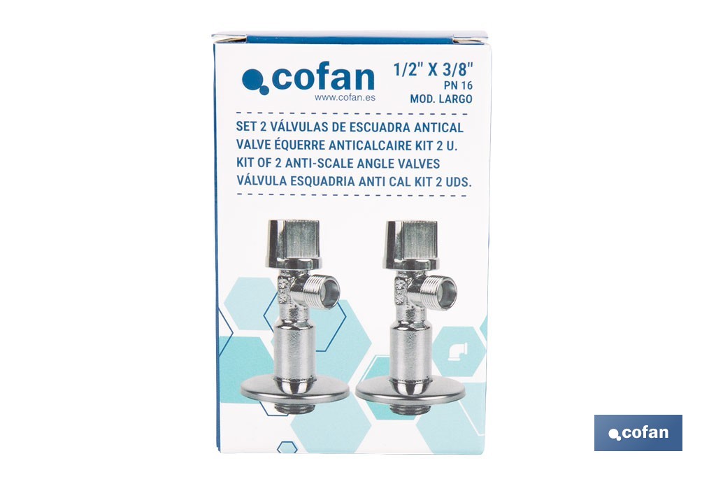 Kit de 2 Válvulas de Esquadria | Medidas: 1/2" x 3/8" Fecho e Abertura 1/4 de Volta | Fabricadas em Latão CW617N - Cofan