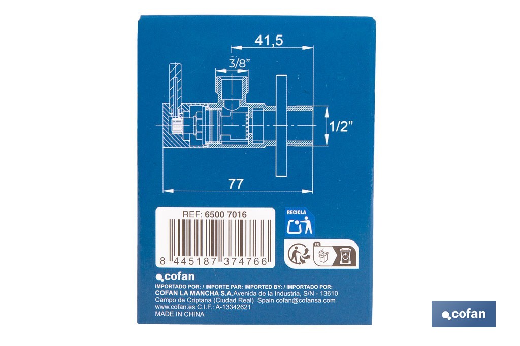 Torneira de Esquadria Modelo Lux | Sistema de abertura e fecho de 1/4 de volta | PN 16 bar | Duas medidas - Cofan