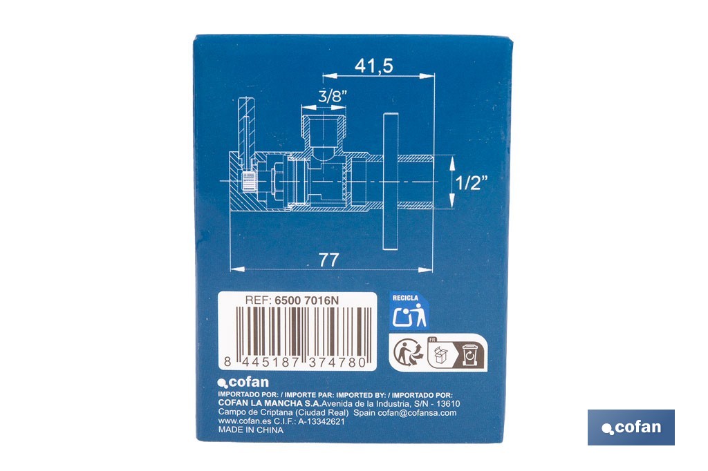 Torneira de Esquadria Modelo Lux Negra| Sistema de abertura e fecho de 1/4 de volta | PN 16 bar | Cor: negro | Duas medidas - Cofan