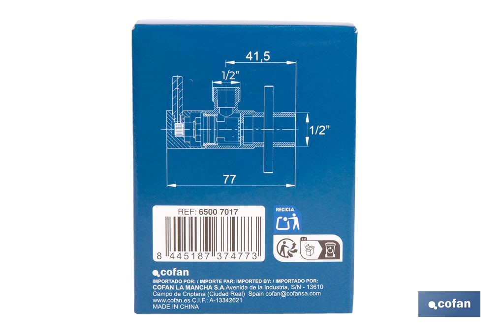 Torneira de Esquadria Modelo Lux | Sistema de abertura e fecho de 1/4 de volta | PN 16 bar | Duas medidas - Cofan