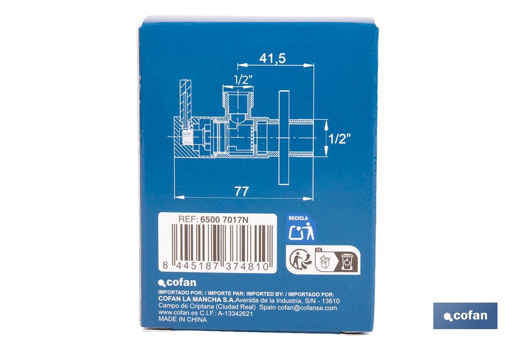 Torneira de Esquadria Modelo Lux Negra| Sistema de abertura e fecho de 1/4 de volta | PN 16 bar | Cor: negro | Duas medidas - Cofan