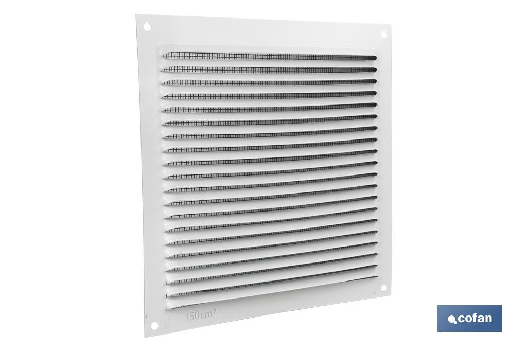 Ventilation grille with mosquito net | White aluminium | Available in various sizes - Cofan