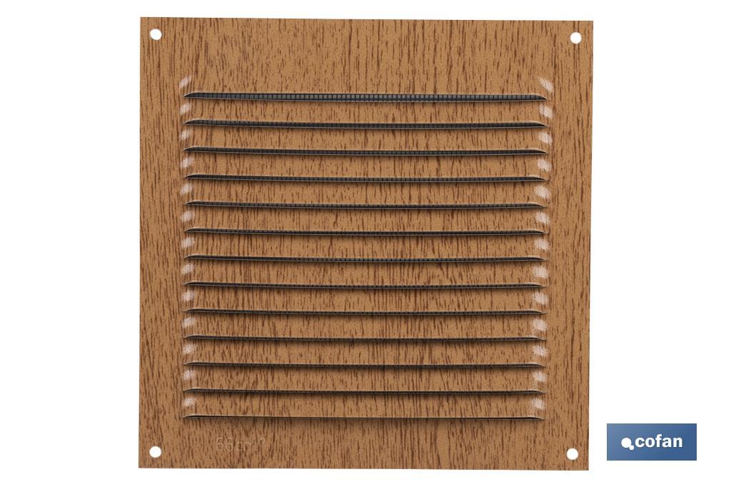 Ventilation grille | Wood coloured aluminium | Available with or without mosquito net - Cofan