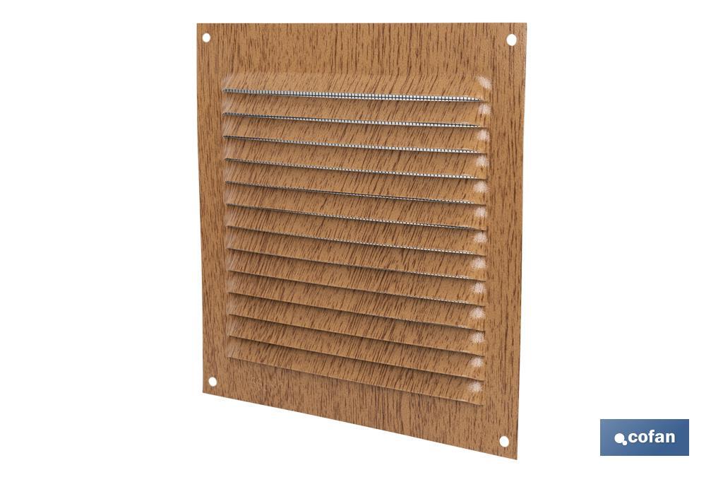 Ventilation grille | Wood coloured aluminium | Available with or without mosquito net - Cofan