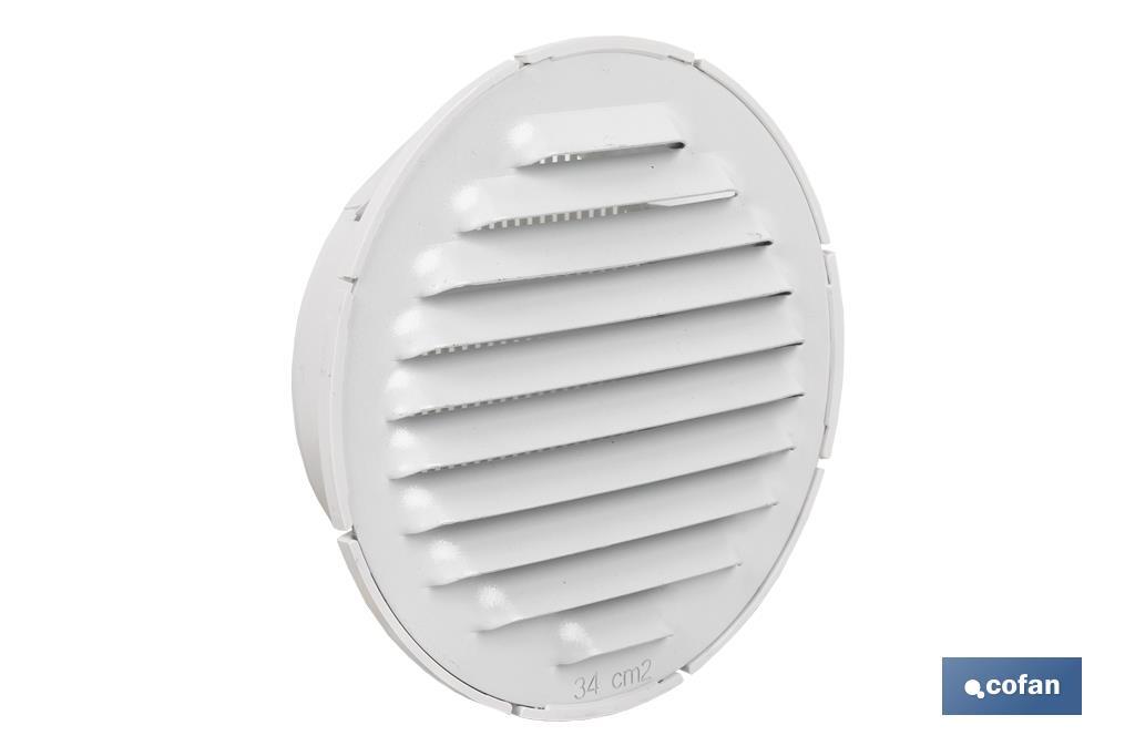 Flush mounting ventilation grille for pipe connection | White aluminium | Available in 2 sizes - Cofan