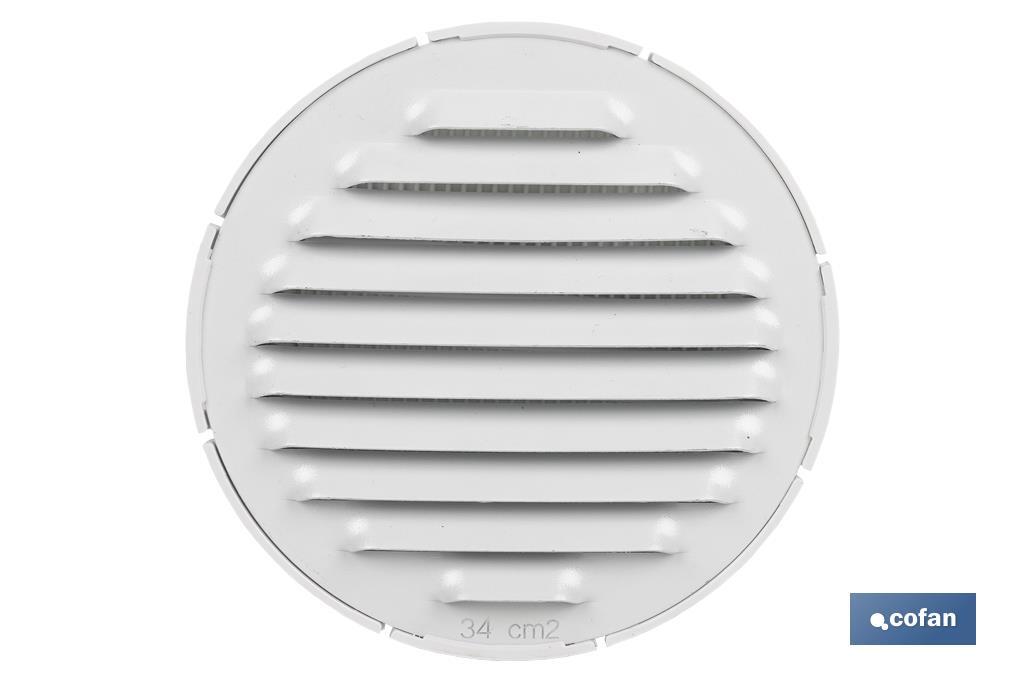 Flush mounting ventilation grille for pipe connection | White aluminium | Available in 2 sizes - Cofan