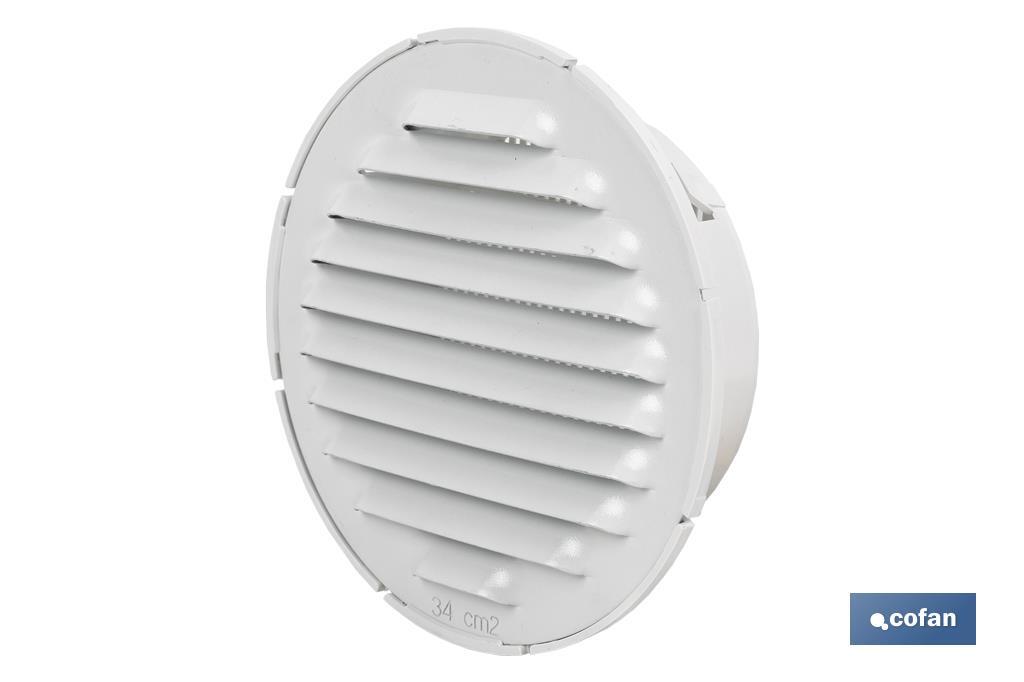 Flush mounting ventilation grille for pipe connection | White aluminium | Available in 2 sizes - Cofan