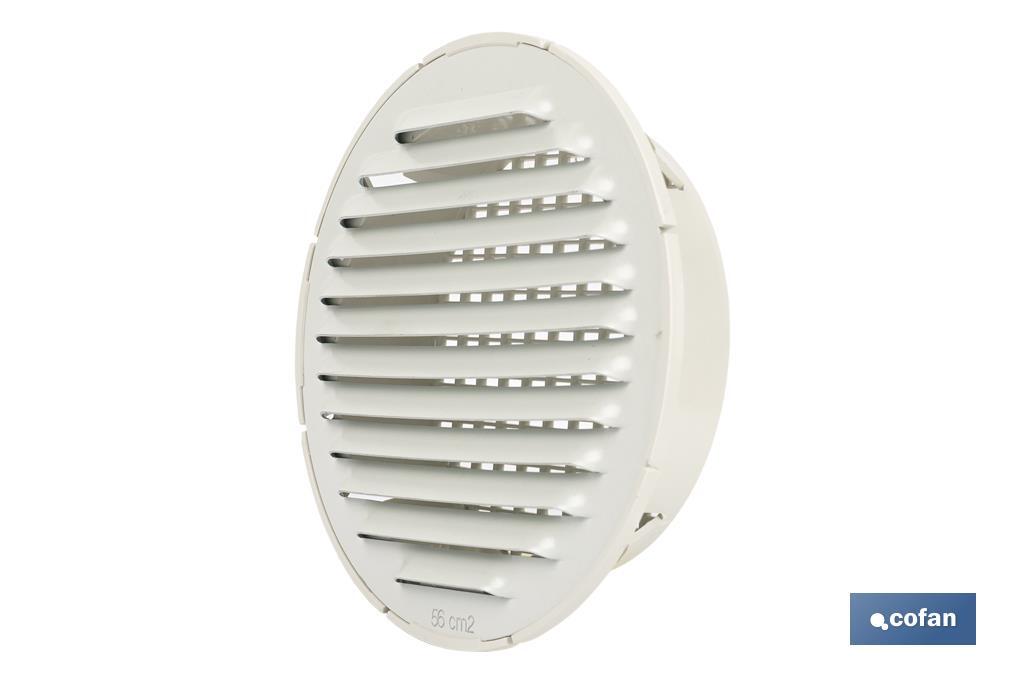 Flush mounting ventilation grille for pipe connection | White aluminium | Available in 2 sizes - Cofan