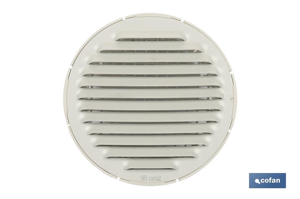 Flush mounting ventilation grille for pipe connection | White aluminium | Available in 2 sizes - Cofan