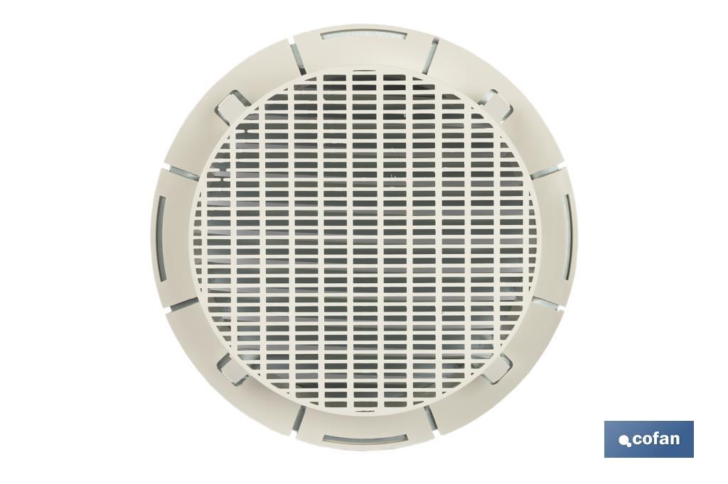 Flush mounting ventilation grille for pipe connection | White aluminium | Available in 2 sizes - Cofan