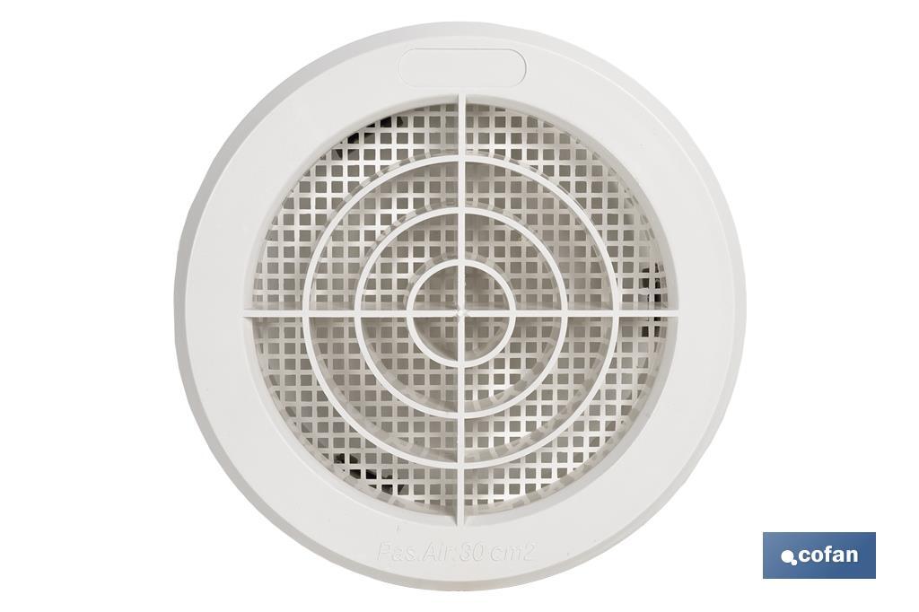 Grille de Ventilation pour Encastrer à Tuyau avec clip | Fabriquée en ABS Blanc | Plusieurs Diamètres - Cofan