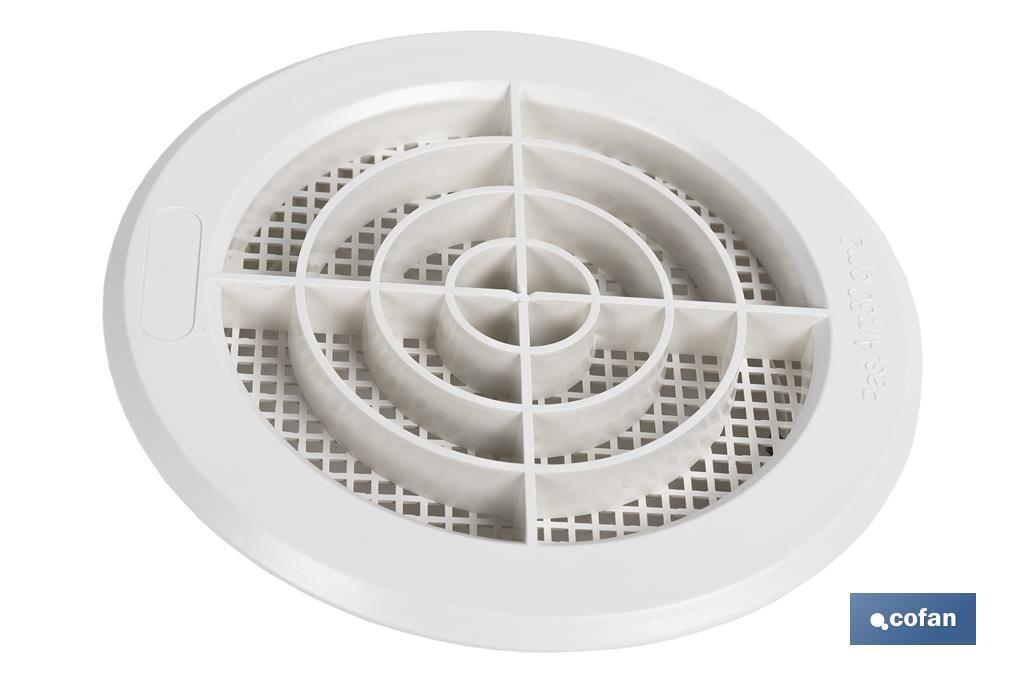 Grille de Ventilation pour Encastrer à Tuyau avec clip | Fabriquée en ABS Blanc | Plusieurs Diamètres - Cofan