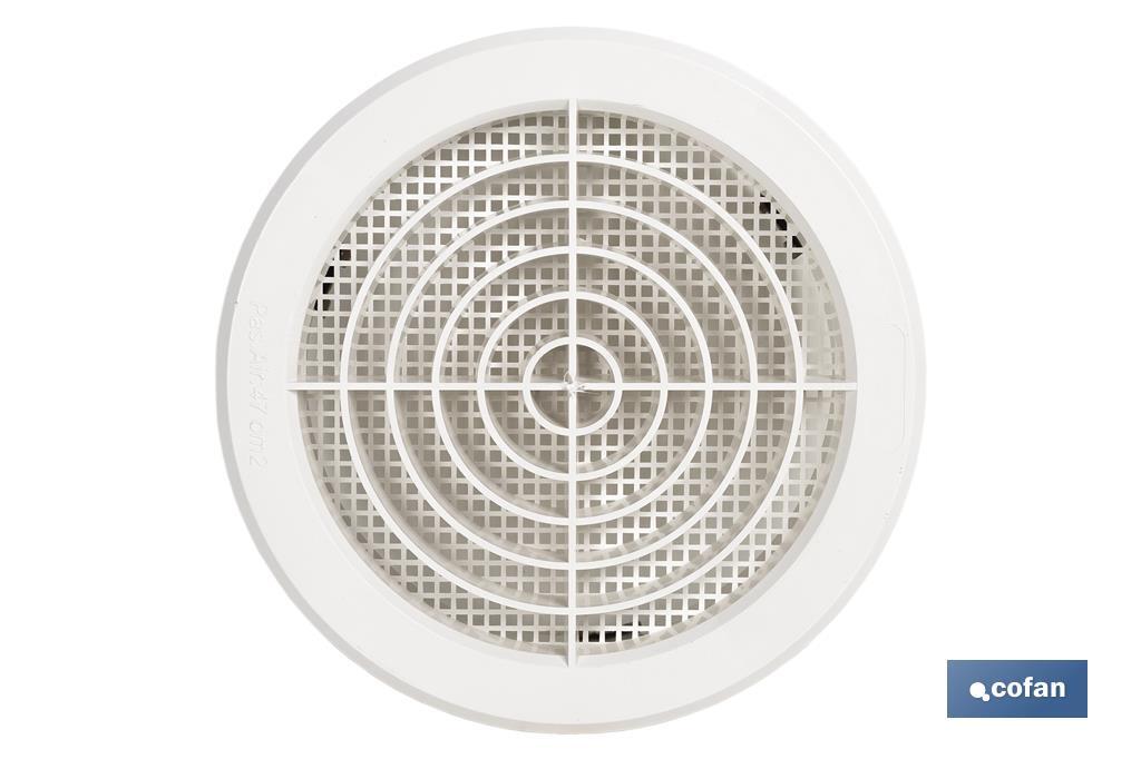 Griglia di ventilazione da incasso a tubo con gancio | Realizzata in ABS bianco | Diversi diametri - Cofan
