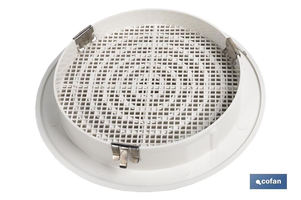 Grille de Ventilation pour Encastrer à Tuyau avec clip | Fabriquée en ABS Blanc | Plusieurs Diamètres - Cofan