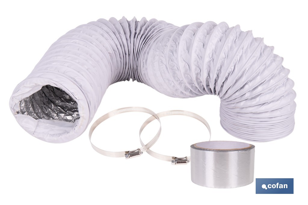 Tubo de evacuación extensible | Adecuado para secadora y aire acondicionado | Resistente hasta 150 °C | Disponible en diferentes medidas - Cofan