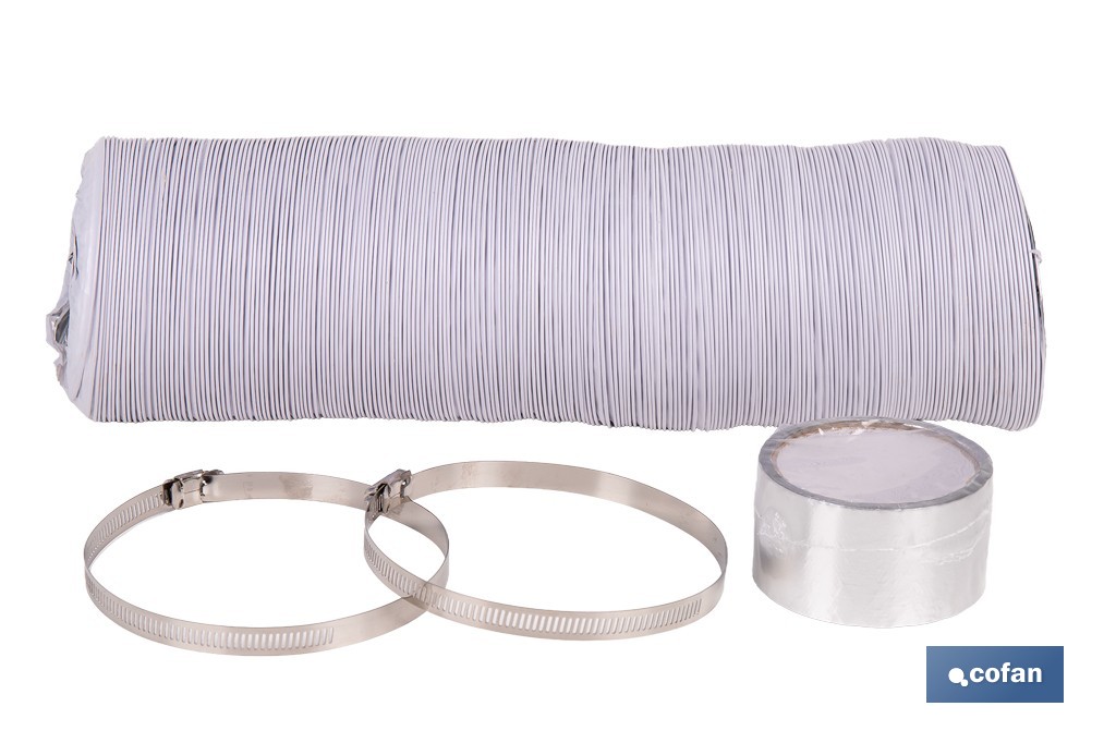 Tubo de evacuación extensible | Adecuado para secadora y aire acondicionado | Resistente hasta 150 °C | Disponible en diferentes medidas - Cofan