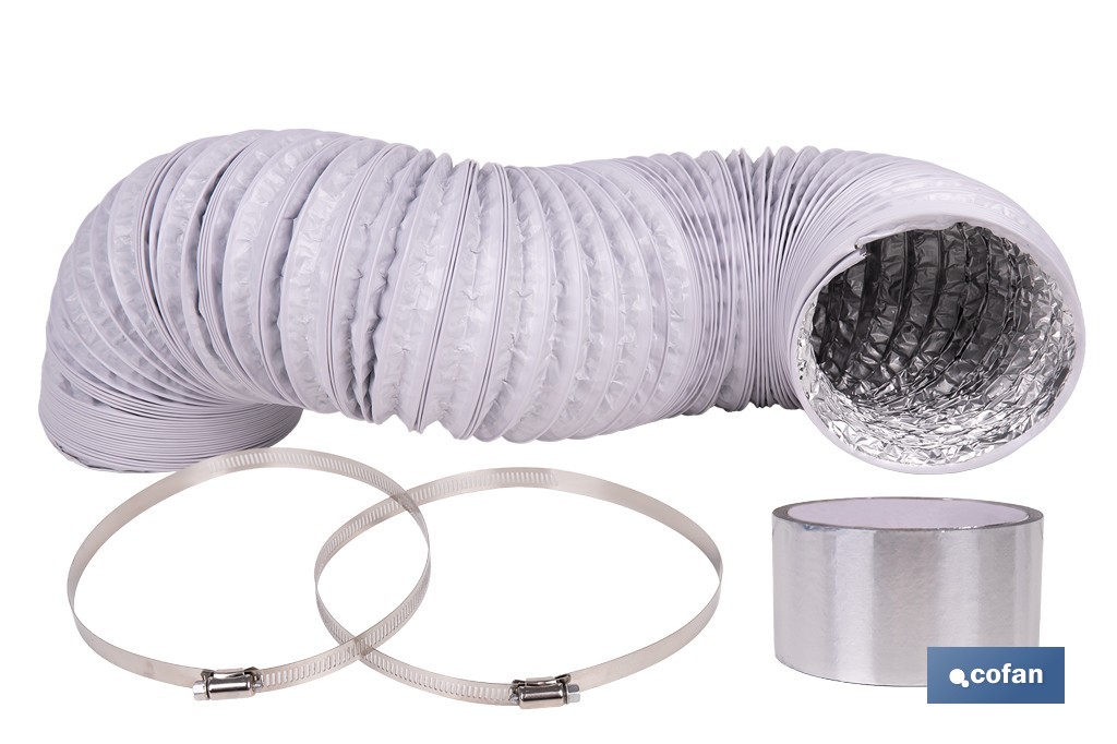 Tubo de evacuación extensible | Adecuado para secadora y aire acondicionado | Resistente hasta 150 °C | Disponible en diferentes medidas - Cofan