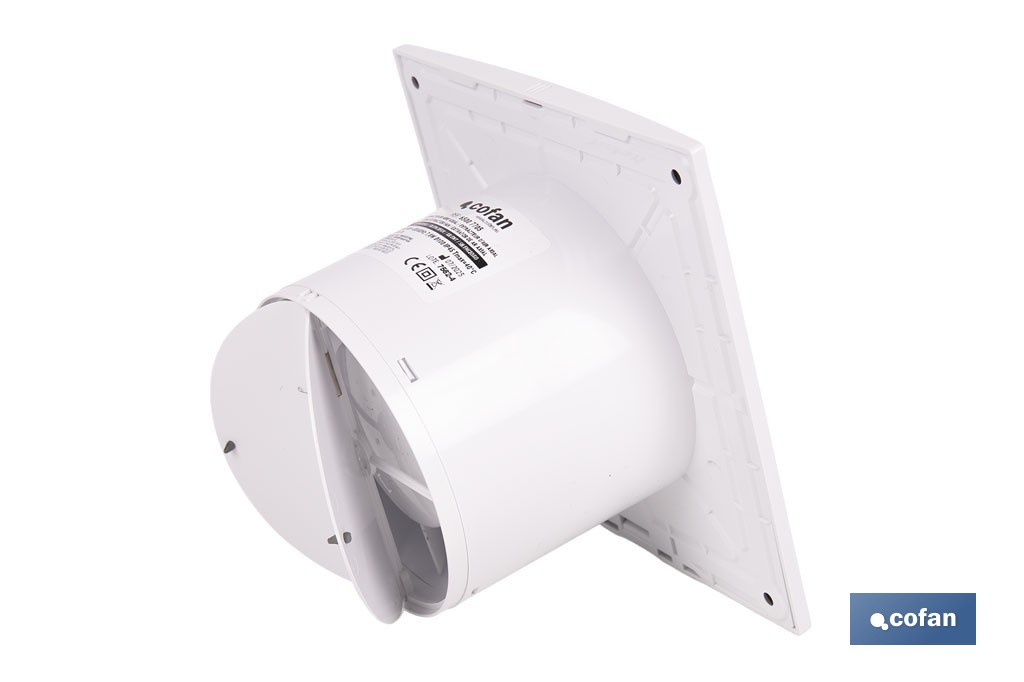Extractor de aire axial silencioso | Con panel frontal fino y antirretorno | Protección IP45 | Disponible en diferentes diámetros - Cofan