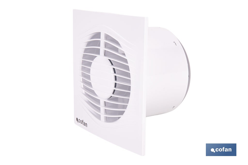Extractor de aire axial silencioso | Con panel frontal fino y antirretorno | Protección IP45 | Disponible en diferentes diámetros - Cofan