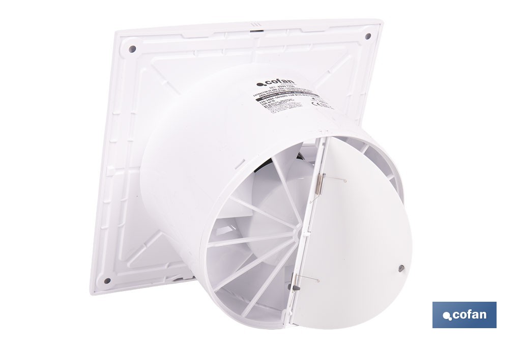Extractor de aire axial silencioso | Con panel frontal fino y antirretorno | Protección IP45 | Disponible en diferentes diámetros - Cofan