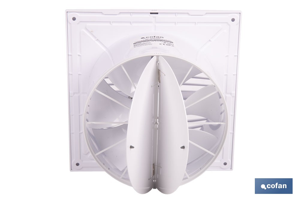 Extractor de aire axial silencioso | Con panel frontal fino y antirretorno | Protección IP45 | Disponible en diferentes diámetros - Cofan