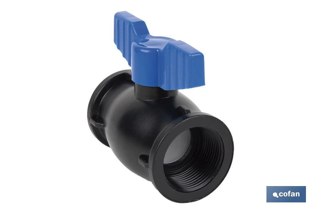 Vanne à boisseau sphérique avec filetage F-F PP PN16 | Plusieurs dimensions - Cofan