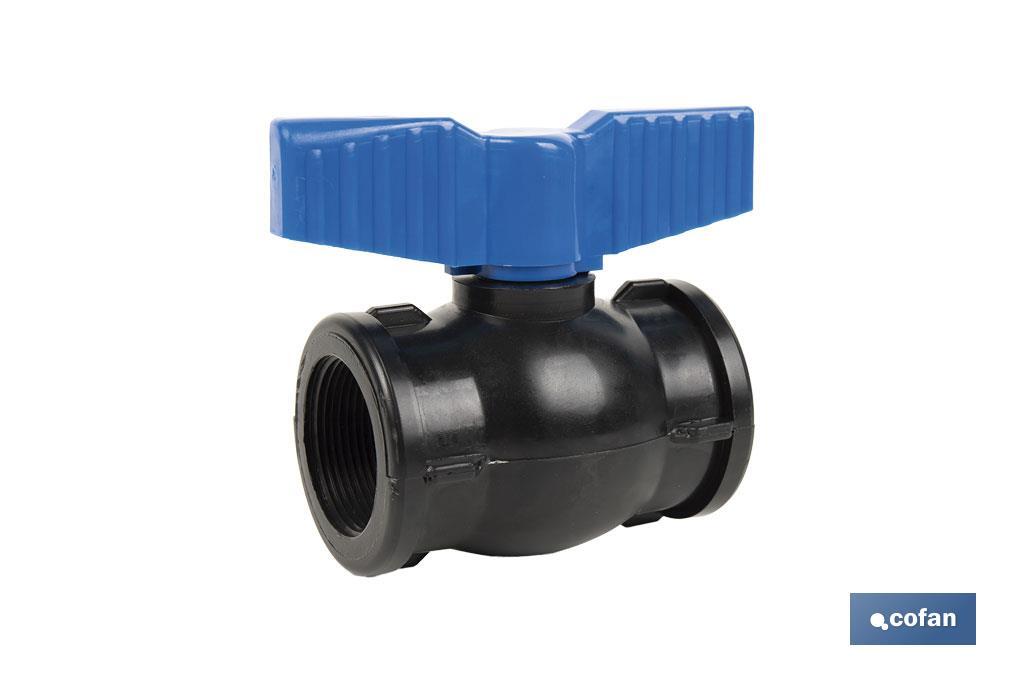 Vanne à boisseau sphérique avec filetage F-F PP PN16 | Plusieurs dimensions - Cofan