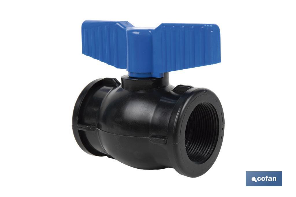 Vanne à boisseau sphérique avec filetage F-F PP PN16 | Plusieurs dimensions - Cofan