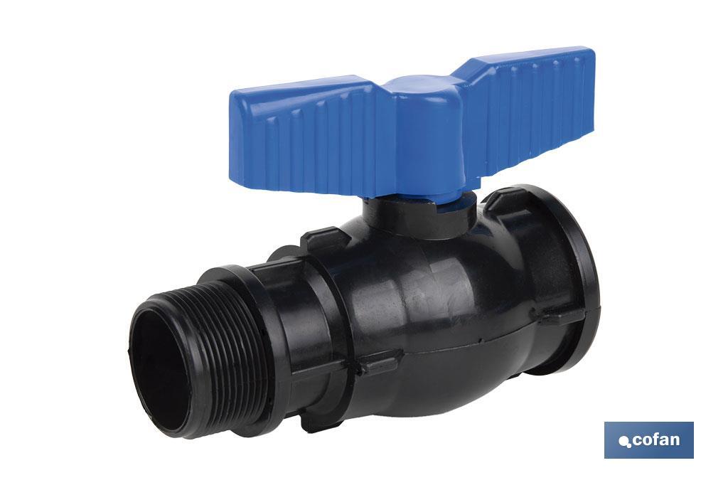 Vanne à boisseau sphérique avec filetage M-F PP PN16 | Plusieurs dimensions - Cofan