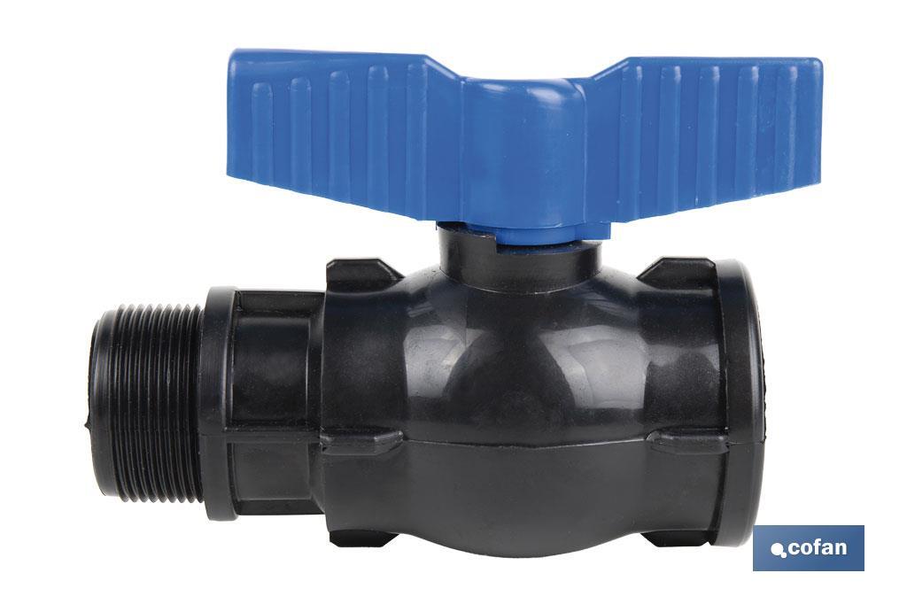 Vanne à boisseau sphérique avec filetage M-F PP PN16 | Plusieurs dimensions - Cofan