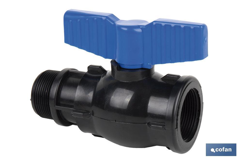 Vanne à boisseau sphérique avec filetage M-F PP PN16 | Plusieurs dimensions - Cofan