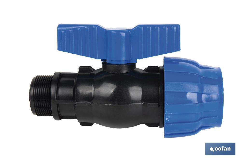 PP ball valve coupling | Male thread PN16 | Available in different threads - Cofan